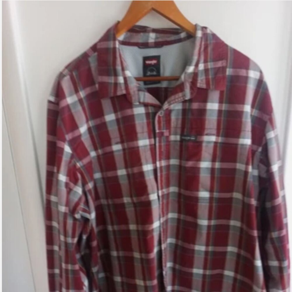 Vintage Wrangler Adult 2XL Red Check Plaid Western Cowboy Long Sleeve Mens